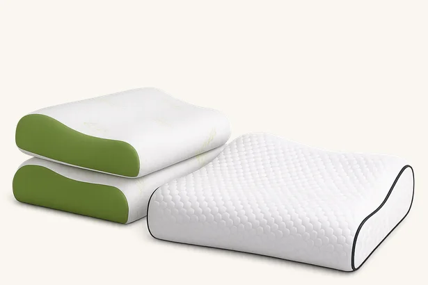 SF-1 Big Contour Memory Foam orthopedic pillow with green border